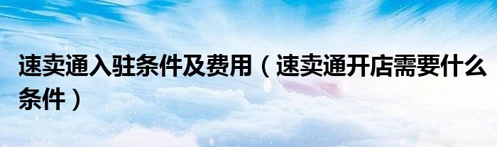 速賣通入駐條件及費用（速賣通開店需要什么條件）