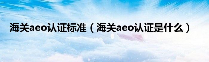 海關(guān)aeo認(rèn)證標(biāo)準(zhǔn)（海關(guān)aeo認(rèn)證是什么）
