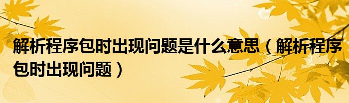 解析程序包時出現(xiàn)問題是什么意思（解析程序包時出現(xiàn)問題）