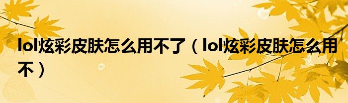 lol炫彩皮膚怎么用不了（lol炫彩皮膚怎么用不）