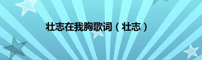 壯志在我胸歌詞（壯志）