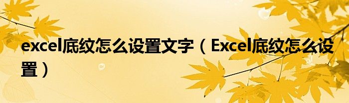 excel底紋怎么設(shè)置文字（Excel底紋怎么設(shè)置）