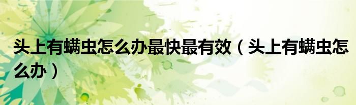 頭上有螨蟲怎么辦最快最有效（頭上有螨蟲怎么辦）
