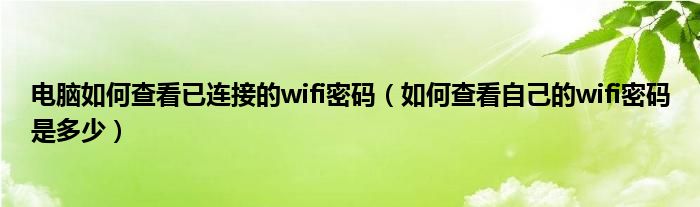 電腦如何查看已連接的wifi密碼（如何查看自己的wifi密碼是多少）
