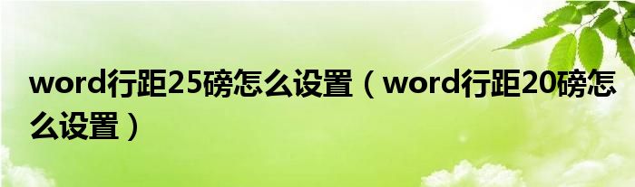 word行距25磅怎么設(shè)置（word行距20磅怎么設(shè)置）