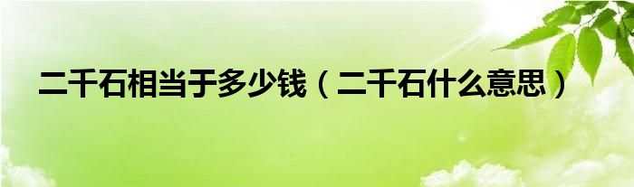 二千石相當(dāng)于多少錢（二千石什么意思）