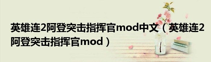英雄連2阿登突擊指揮官mod中文（英雄連2阿登突擊指揮官mod）