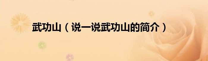 武功山（說一說武功山的簡介）