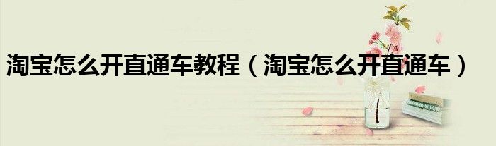 淘寶怎么開(kāi)直通車(chē)教程（淘寶怎么開(kāi)直通車(chē)）