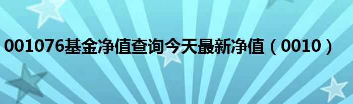 001076基金凈值查詢今天最新凈值（0010）