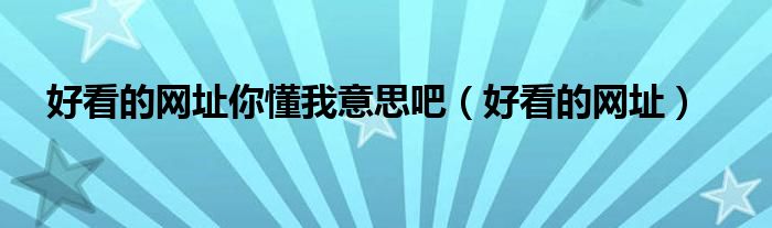 好看的網(wǎng)址你懂我意思吧（好看的網(wǎng)址）