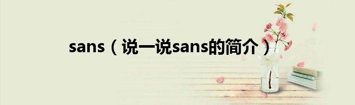 sans（說一說sans的簡介）