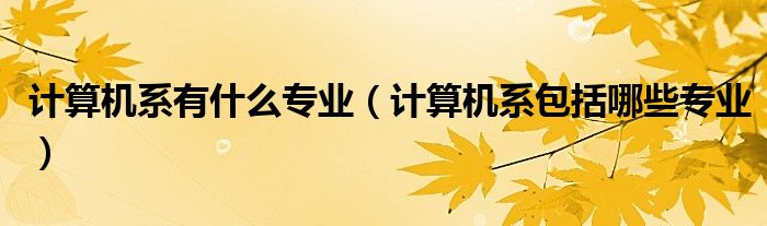 計(jì)算機(jī)系有什么專業(yè)（計(jì)算機(jī)系包括哪些專業(yè)）