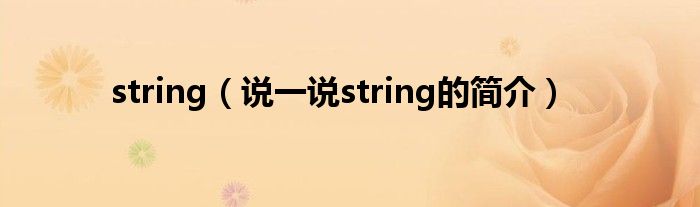 string（說一說string的簡介）