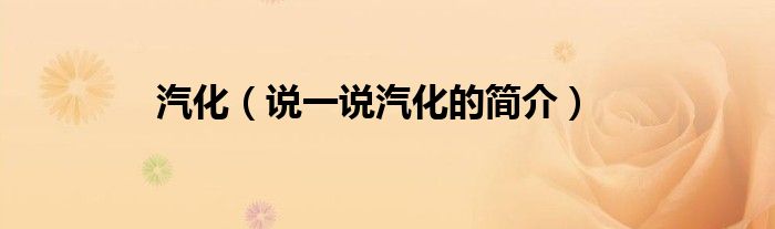 汽化（說一說汽化的簡介）