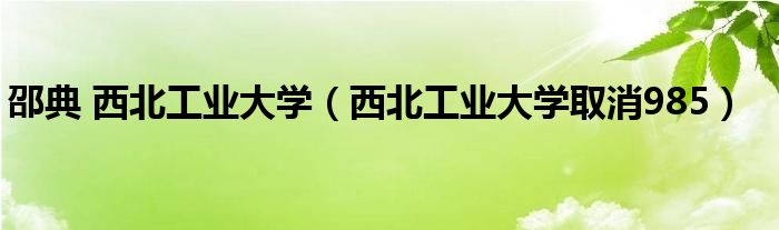 邵典 西北工業(yè)大學(xué)（西北工業(yè)大學(xué)取消985）