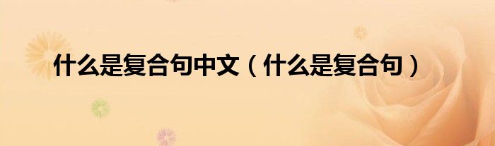什么是復(fù)合句中文（什么是復(fù)合句）