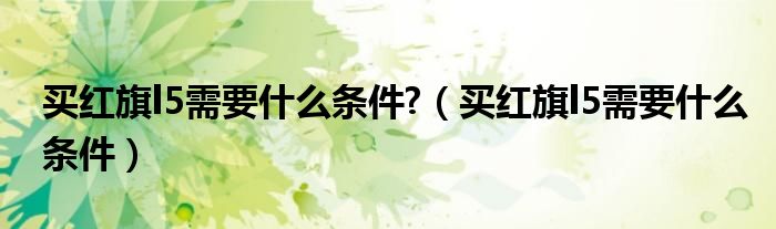 買紅旗l5需要什么條件?（買紅旗l5需要什么條件）