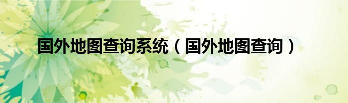 國外地圖查詢系統(tǒng)（國外地圖查詢）