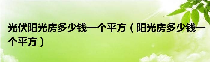 光伏陽光房多少錢一個平方（陽光房多少錢一個平方）