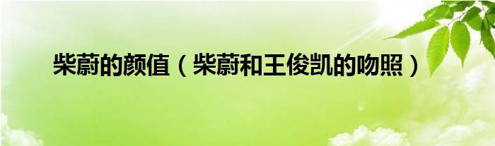 柴蔚的顏值（柴蔚和王俊凱的吻照）