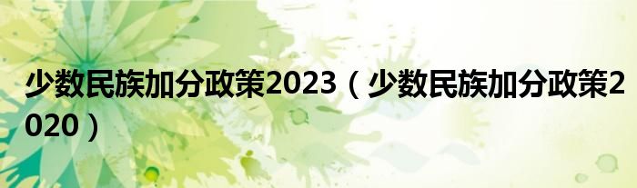 少數(shù)民族加分政策2023（少數(shù)民族加分政策2020）