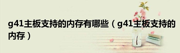g41主板支持的內(nèi)存有哪些（g41主板支持的內(nèi)存）
