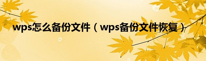 wps怎么備份文件（wps備份文件恢復(fù)）