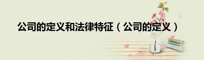 公司的定義和法律特征（公司的定義）