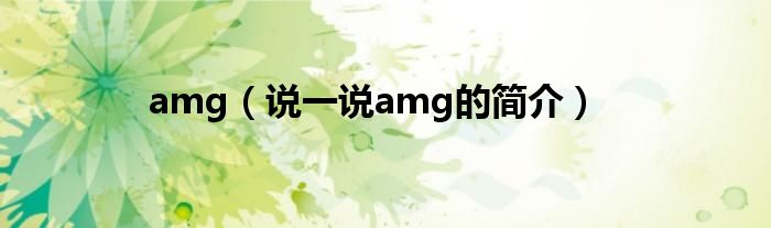 amg（說一說amg的簡介）