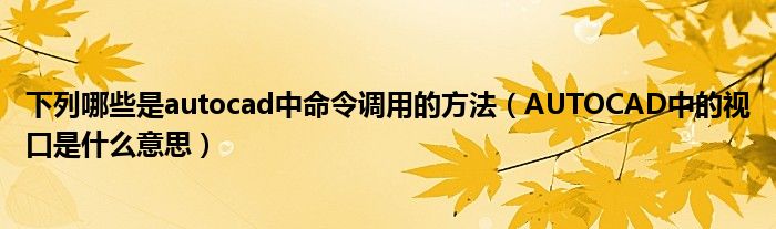 下列哪些是autocad中命令調(diào)用的方法（AUTOCAD中的視口是什么意思）