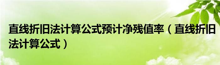 直線折舊法計算公式預(yù)計凈殘值率（直線折舊法計算公式）