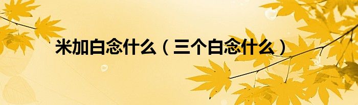 米加白念什么（三個白念什么）
