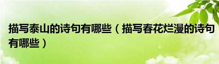 描寫泰山的詩(shī)句有哪些（描寫春花爛漫的詩(shī)句有哪些）