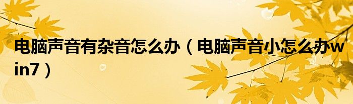電腦聲音有雜音怎么辦（電腦聲音小怎么辦win7）