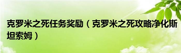 克羅米之死任務(wù)獎勵（克羅米之死攻略凈化斯坦索姆）