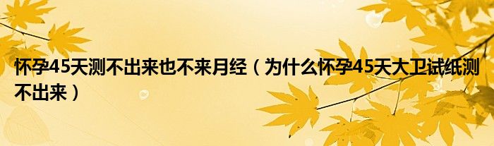 懷孕45天測不出來也不來月經(jīng)（為什么懷孕45天大衛(wèi)試紙測不出來）