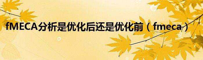 fMECA分析是優(yōu)化后還是優(yōu)化前（fmeca）