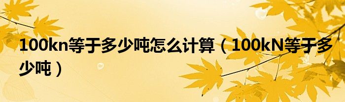 100kn等于多少噸怎么計(jì)算（100kN等于多少噸）
