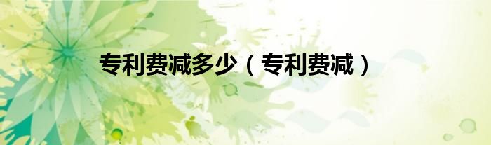 專(zhuān)利費(fèi)減多少（專(zhuān)利費(fèi)減）