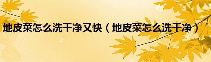 地皮菜怎么洗干凈又快（地皮菜怎么洗干凈）