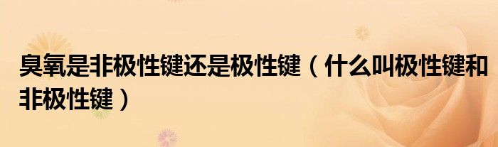 臭氧是非極性鍵還是極性鍵（什么叫極性鍵和非極性鍵）