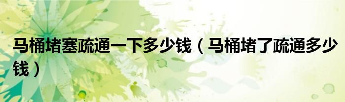 馬桶堵塞疏通一下多少錢（馬桶堵了疏通多少錢）