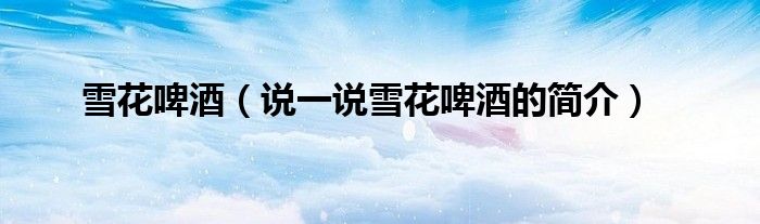 雪花啤酒（說一說雪花啤酒的簡(jiǎn)介）