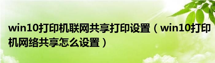 win10打印機(jī)聯(lián)網(wǎng)共享打印設(shè)置（win10打印機(jī)網(wǎng)絡(luò)共享怎么設(shè)置）