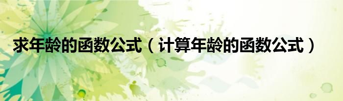 求年齡的函數公式（計算年齡的函數公式）