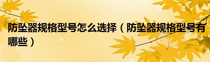 防墜器規(guī)格型號(hào)怎么選擇（防墜器規(guī)格型號(hào)有哪些）