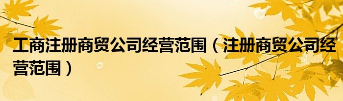 工商注冊商貿公司經營范圍（注冊商貿公司經營范圍）
