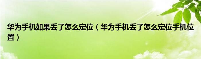 華為手機如果丟了怎么定位（華為手機丟了怎么定位手機位置）