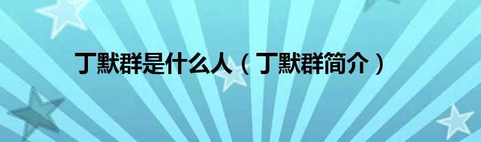 丁默群是什么人（丁默群簡(jiǎn)介）
